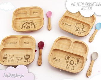 Assiette bébé personnalisée, cadeau bébé naissance, vaisselle enfant personnalisée, assiette enfant, assiette bébé en bois, assiette bébé ventouse