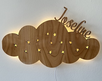 Lampe enfant applique murale lampe nuage lampe en bois lampe bébé chambre enfant veilleuse veilleuse