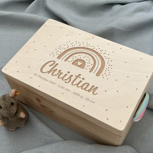 Baby memory box | Personalized Wooden Keepsake Box | Rainbow | Gift birth, baptism, pregnancy, baby shower, communion