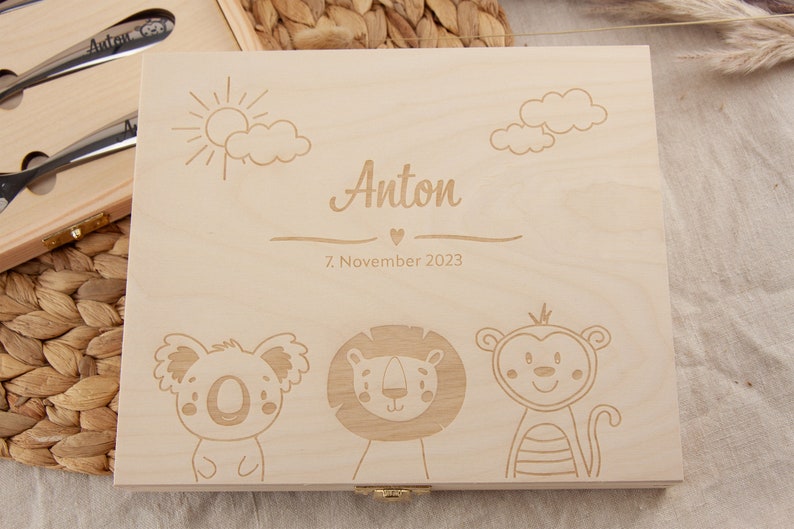 Children's cutlery with gift box, children's cutlery with engraving, baptism gift, cutlery personalized children, 1st birthday gift, cutlery baptism image 4