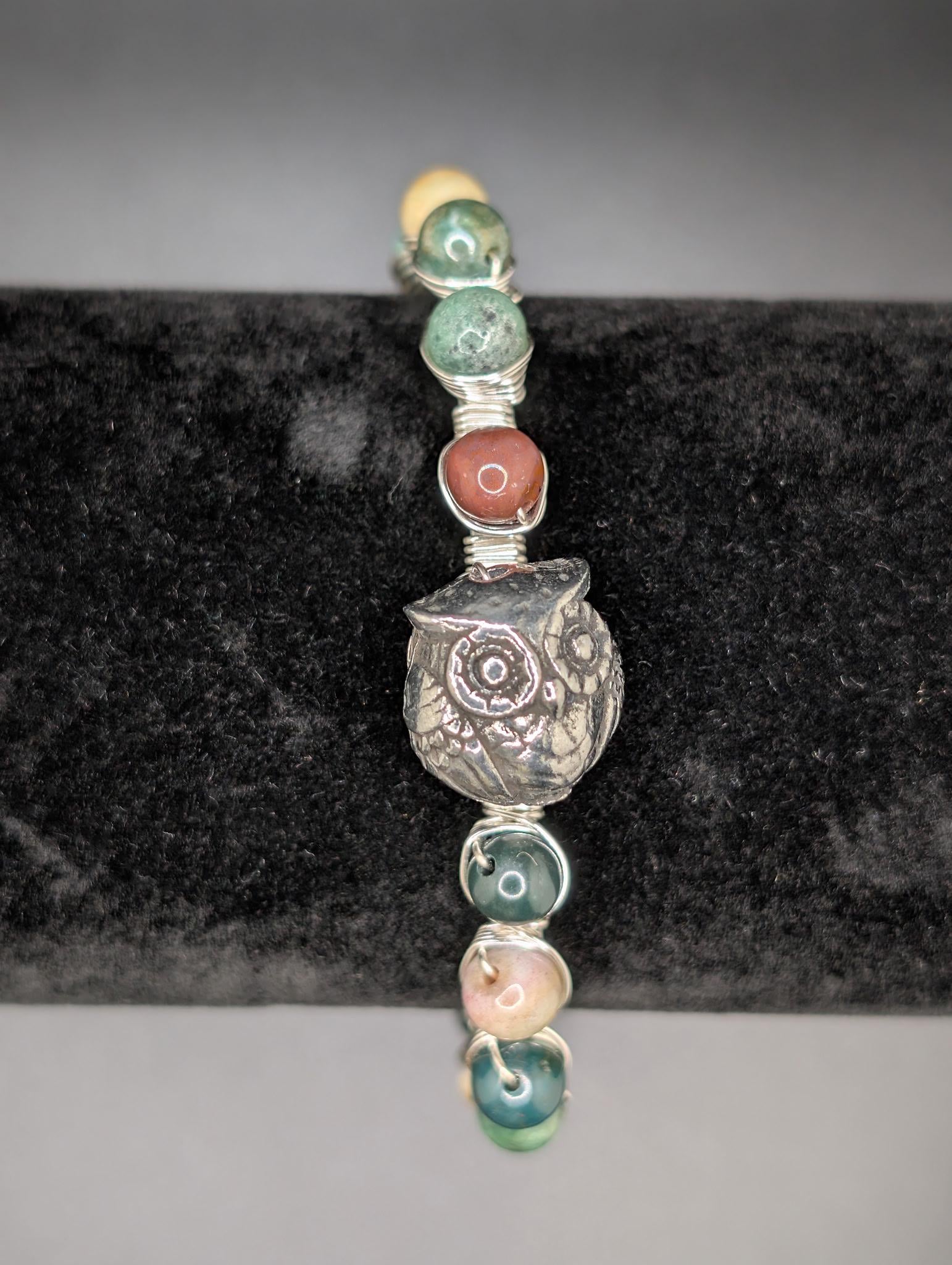 Handmade Wirework Owl Cuff Bracelet