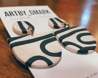 Crest stripes polymer clay earrings