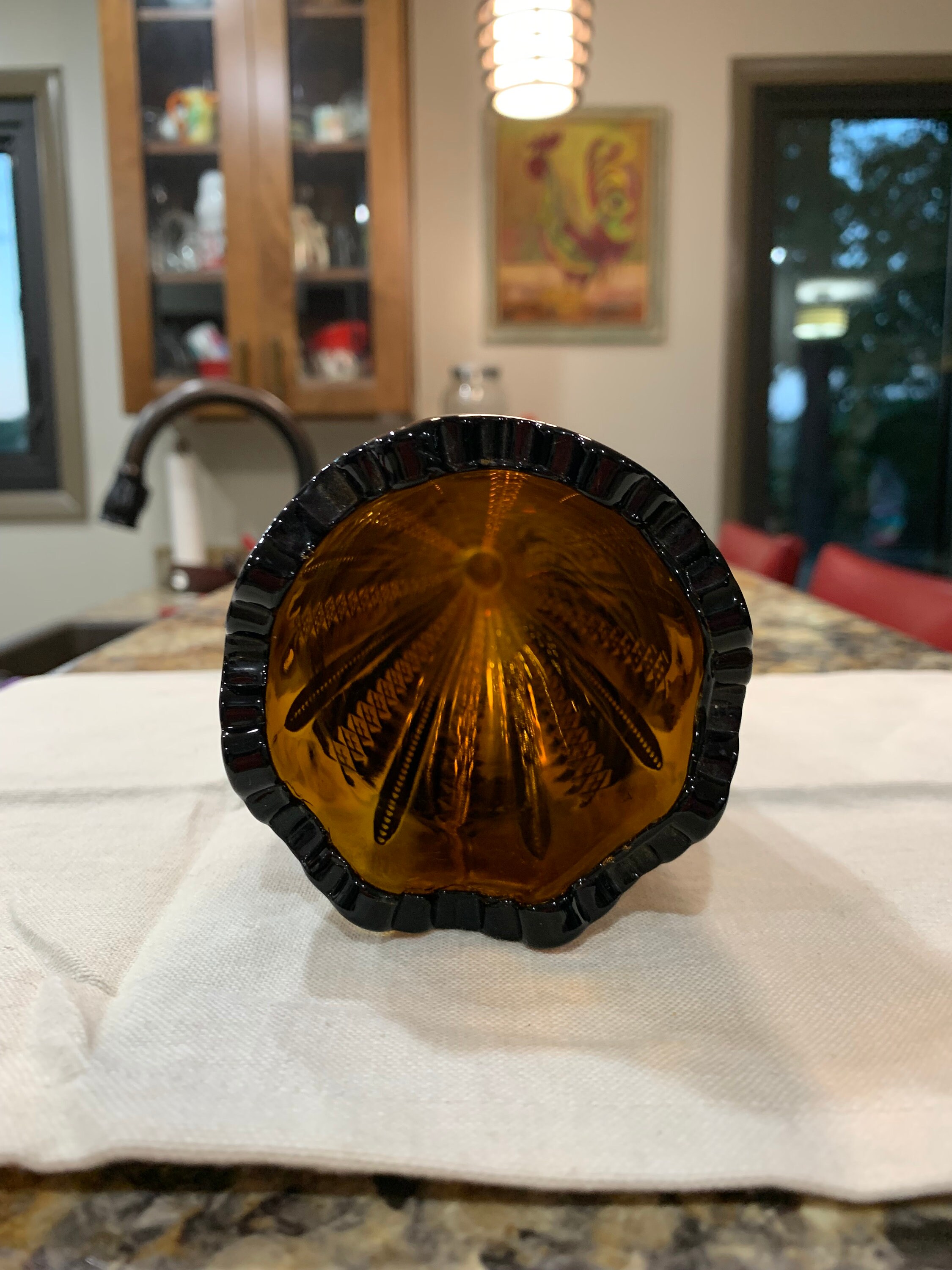 Tiara Glass Vase Amber Honey Color Etsy