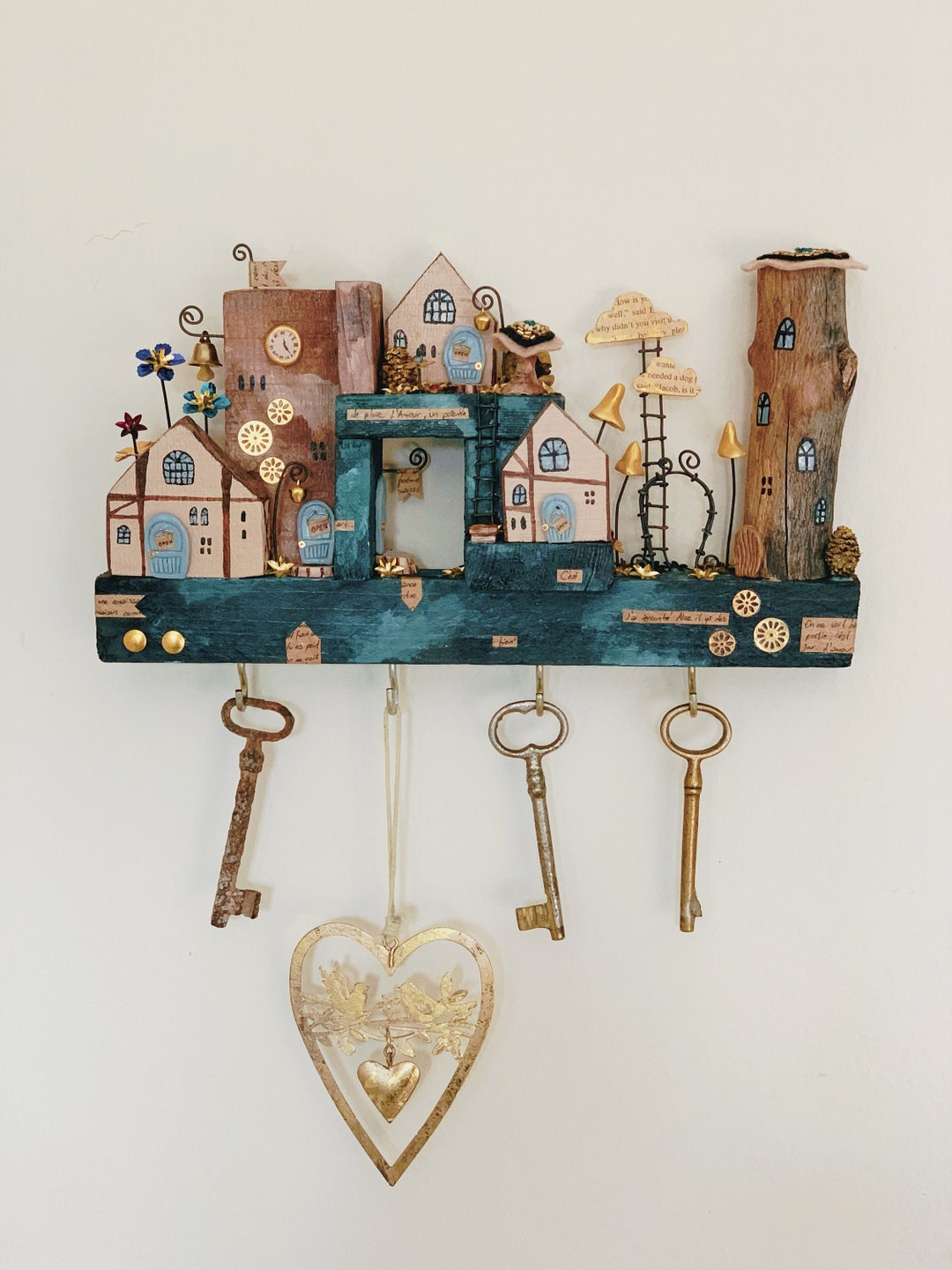 Rustic Key Holder Wall Decor Wooden Key Holder Coffee Mug Etsy