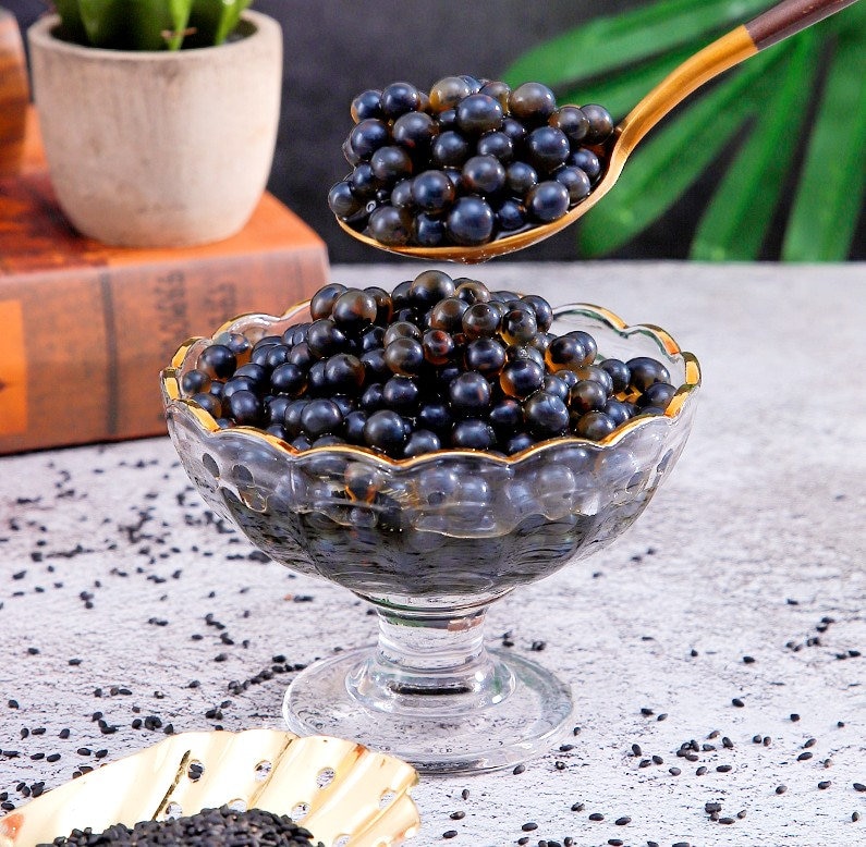 Black Sesame Popping Pearl Boba Tea Gift Tea Set Etsy