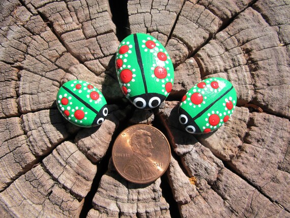 Winter Ladybug Rocks Set of 3 Ladybug Rocks-painted Rocks-pet Rocks-fairy - Etsy