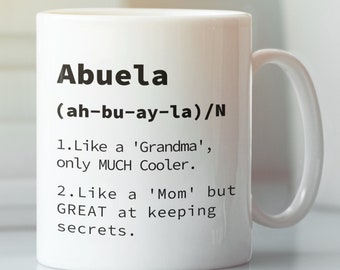 Abuela Coffee Mug – Spanish Grandma Gift, Funny Personalized Coffee Cup for Hispanic Grandmother, Mother’s Day or Birthday Gift