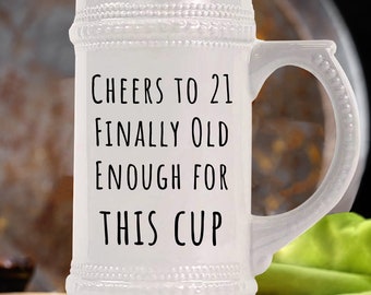 21st Birthday Ceramic Beer Stein: Unisex Keepsake Gift