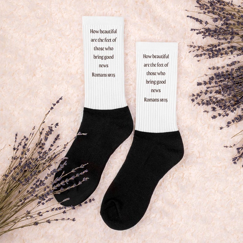 Scripture Socks How Beautiful Are the Feet, Christian Socks, Romans 10:15, Bible Verse ...