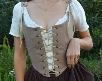 Corset Renaissance, bas de corset de couleur unie, corset cottage, haut de corset