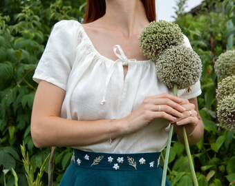 Linen chemise blouse,off the shoulder blouse, cottagecore, Primrose blouse