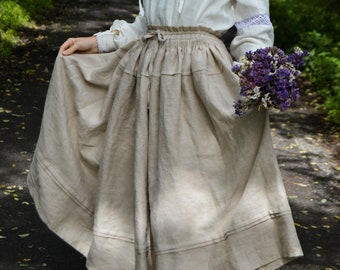 Underskirt inspired linen skirt, midi skirt, linen skirt, cottagecore skirt, folk skirt, Petticoat Mary