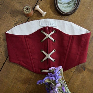 Underbust corset with front lacing, corset belt, cottagecore corset