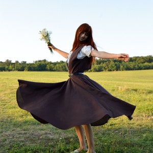 Linen pinafore dress, linen sleeveless dress, circle skirt pinafore apron dress, Rosemary pinafore dress