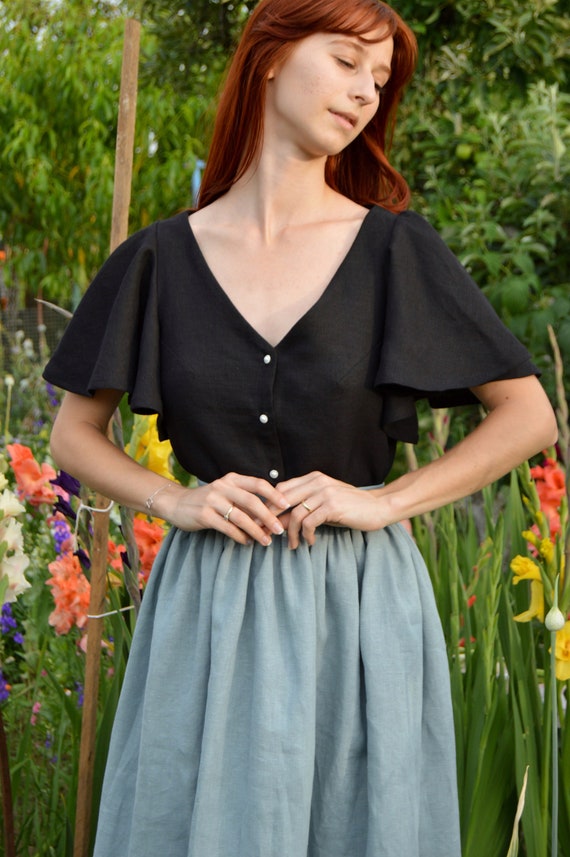 Blouse La Petite Française à Motif Papillon Rose - Taille M/L - Occasion Très Bon État