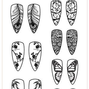 Clayprint ™ Texture for Metal Clay, PMC, Art Clay, Polymer Clay &quot;Shields #2 Earring Pairs A&quot; by RMR (5&quot; x 7&quot;) (Laser Engraved Paper)