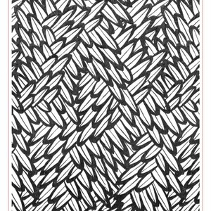 May include: Black and white Katagami I-B clayprint pattern. The design features a repeating pattern of leaf-like shapes. The dimensions are 3 inches by 4 inches (76mm x 102mm).