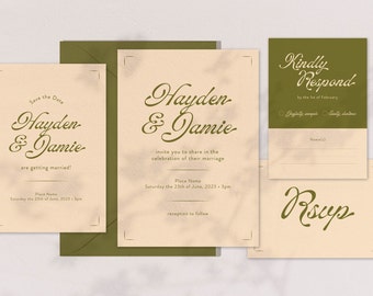 Plantilla de invitación de boda elegante / Invitación moderna personalizable (descarga digital)