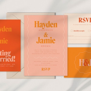 Bold Wedding Invitation Template | Instant Digital Download | Fully Customizable Colorful Modern Fun Wedding Invite Pack