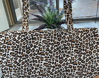 leopard print jute bolsa