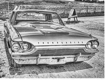 Instant Download | Vintage 1964 Ford Thunderbird Car | Printable Downloadable Digital Photograph | Black and White