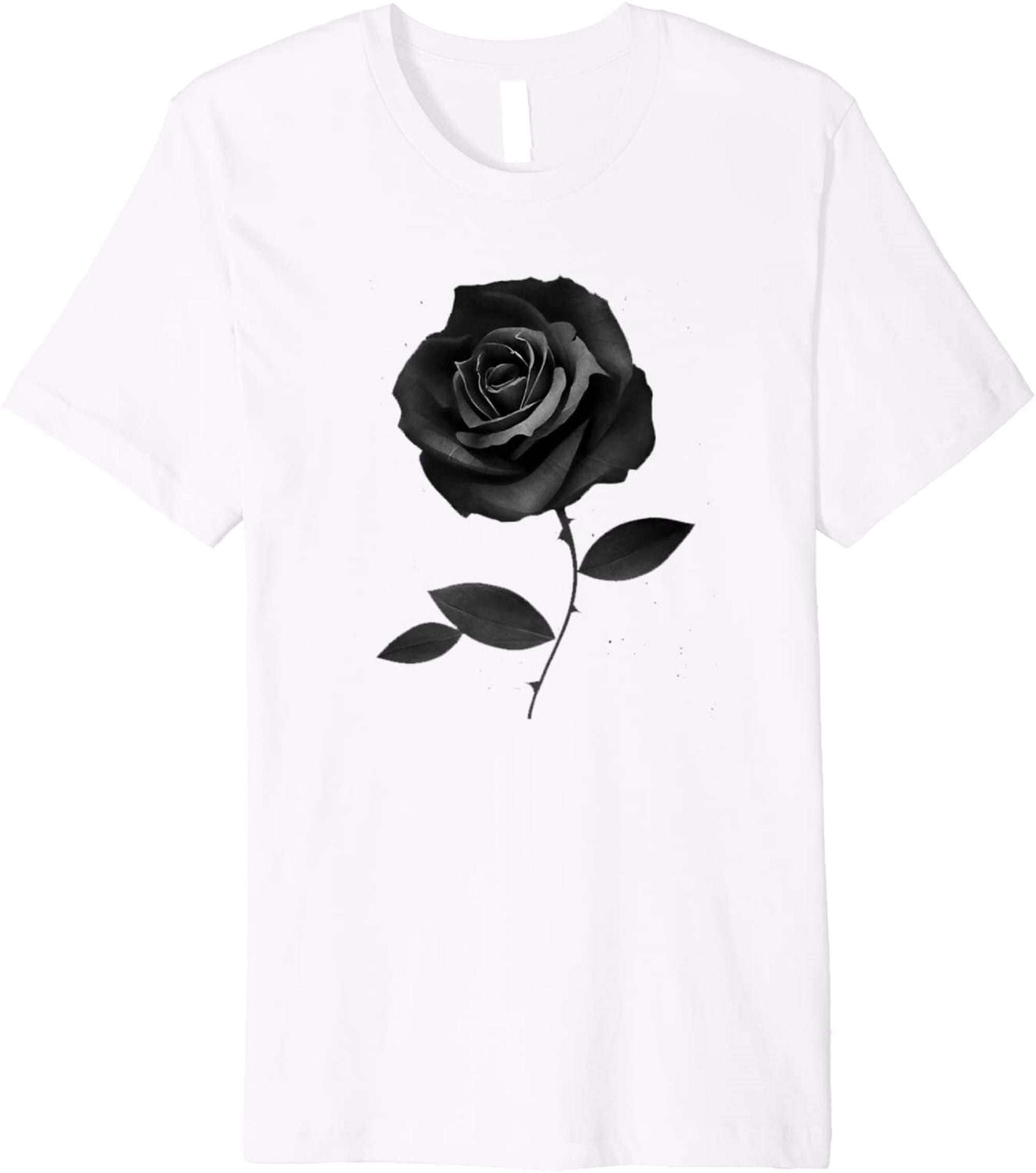 Beautiful Black Rose Silhouette Flower T-Shirt | Etsy