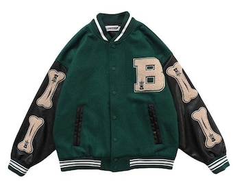 green varsity sweater
