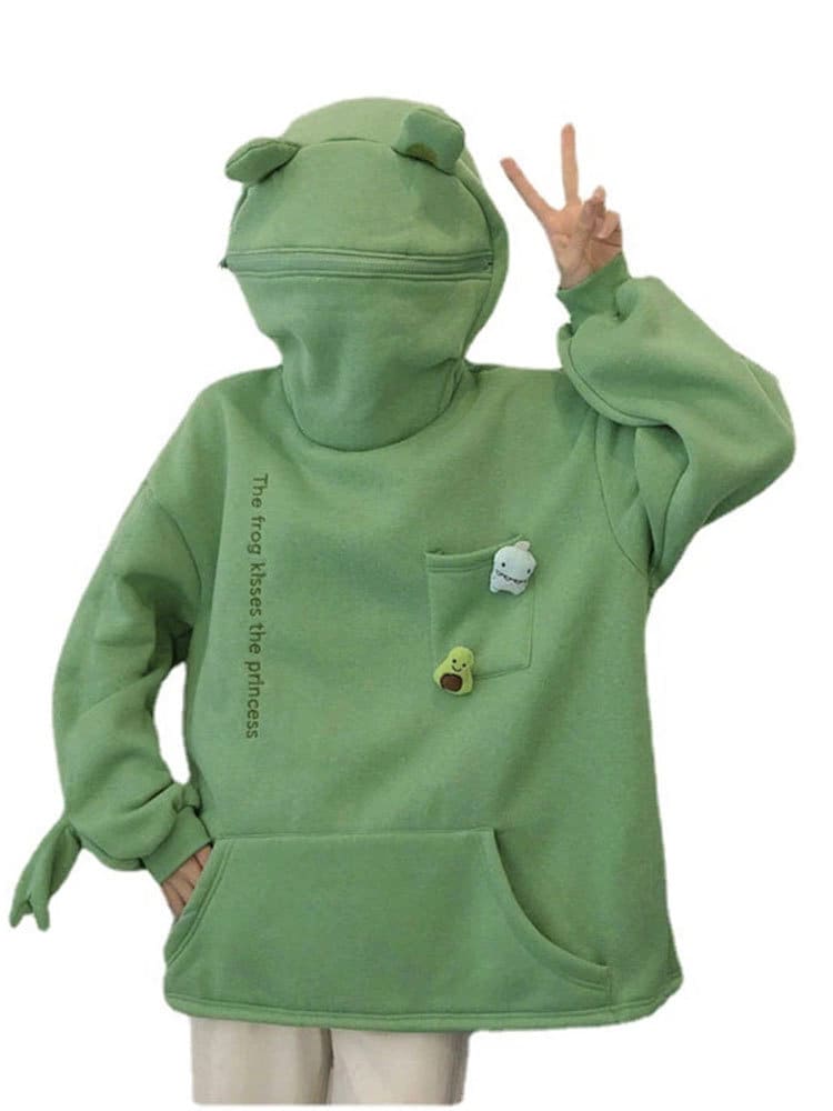 green frog hoodie