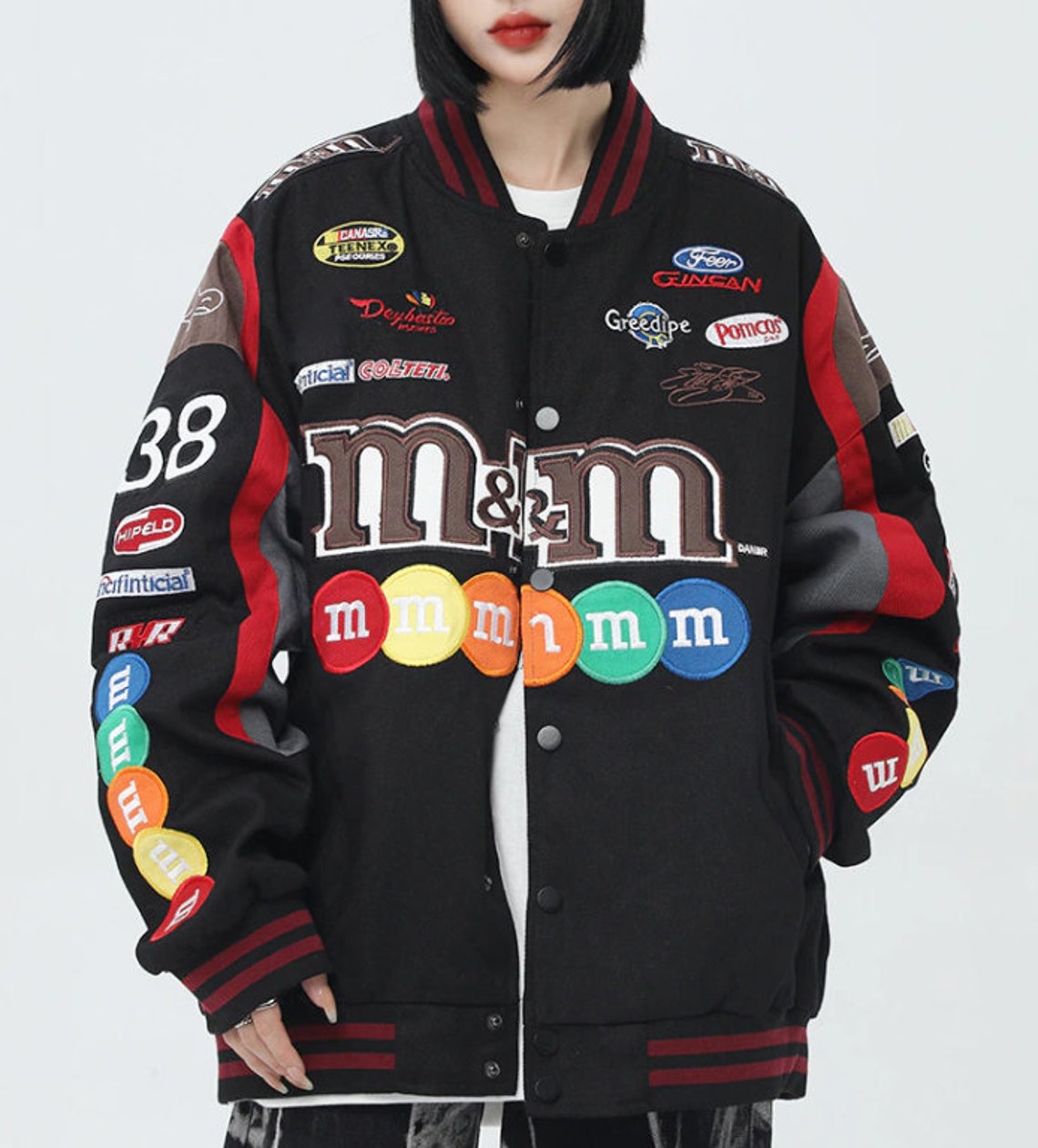 M&M NASCAR Jacket Varsity Jacket Racing Jacket Patchwork Etsy Canada