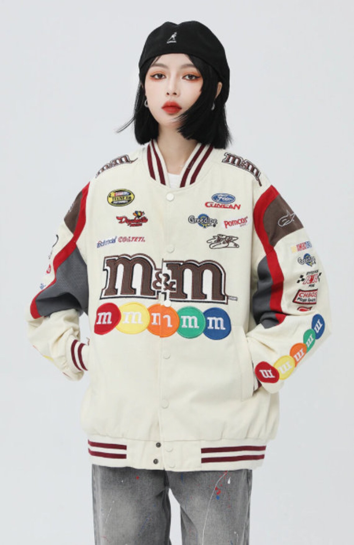 M&M NASCAR Jacket Varsity Jacket Racing Jacket Patchwork Etsy