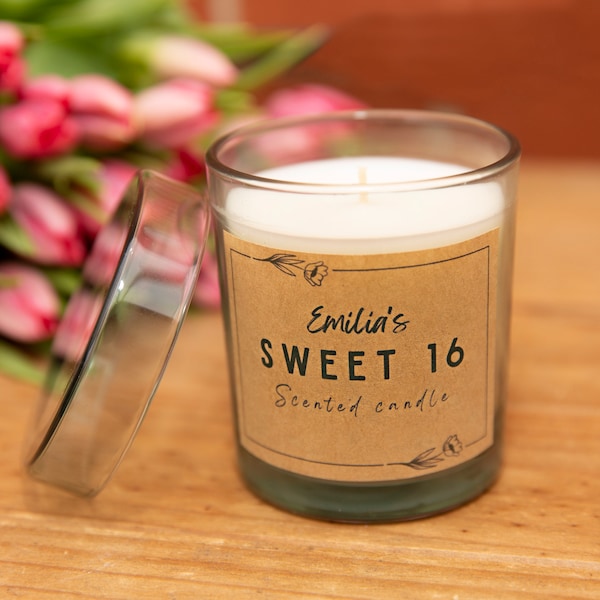 Sweet 16 scented printable label (for candle) | make a personalised birthday gift | printable 16th birthday sticker