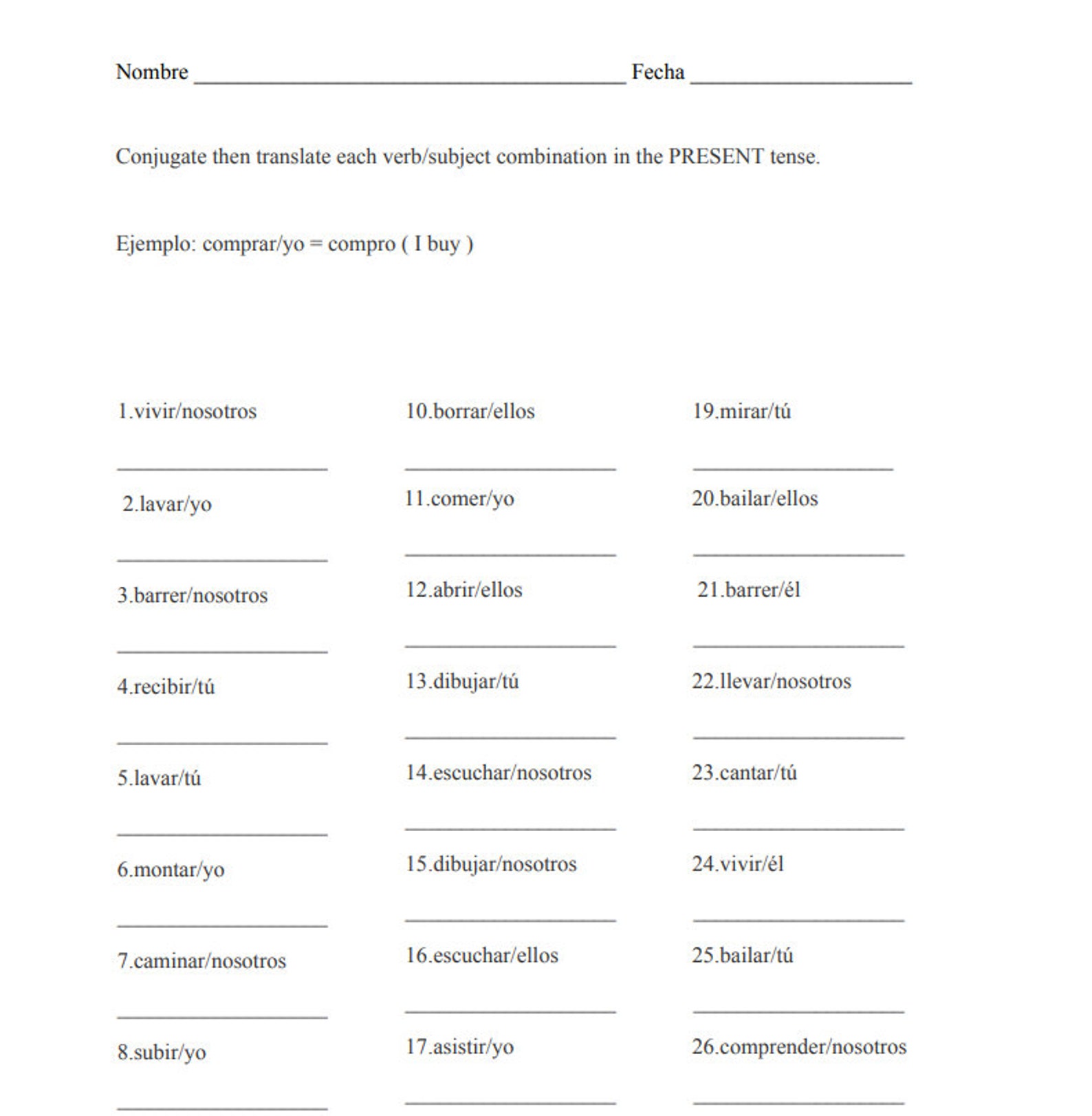 50-spanish-present-tense-conjugations-worksheet-etsy