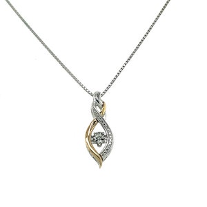10K Gold &#39;Rocking Stone&#39; Diamond Pendant Necklace