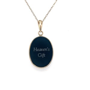 Diamant Akzent 'Heaven's Gift' 10K Gold Blau Achat Cameo Anhänger mit KOSTENLOSER Halskette Muttertag, Geschenk für Sie, Neugeborenen Geschenk, Cameo Schmuck Bild 3