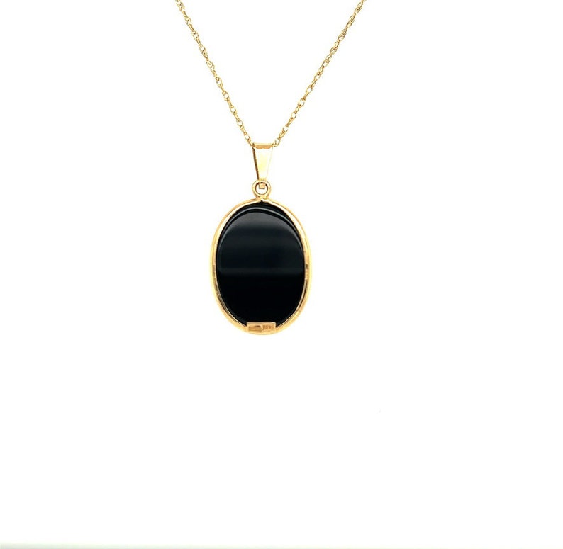 14K Gold 'Heavens Gift' Blue Agate Cameo Pendant with FREE Gold-Plated Necklace Unique Gift, Cameo Jewelry, Gift for Her, Mother's Day image 2