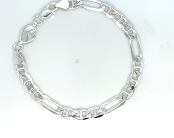 Men&#39;s Sterling Silver Figaro Link Bracelet - Unique Gift, Gift for Him, Men&#39;s Jewelry