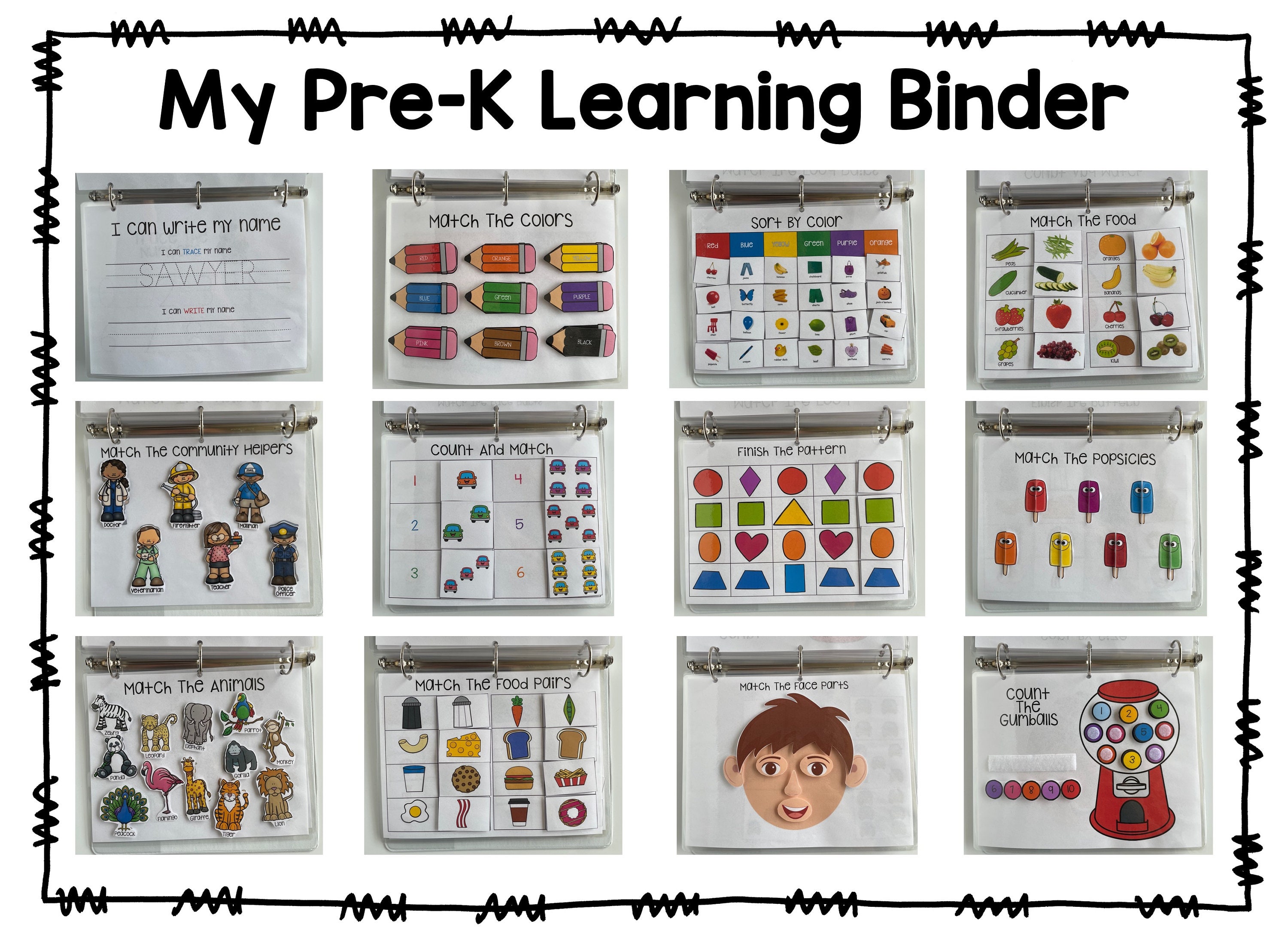 PREK Learning Binder 20 Pages of Activities / Velcro Etsy UK