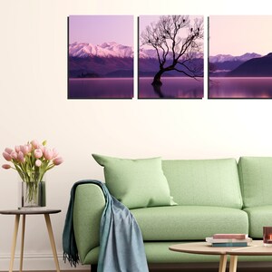 3 Piece Wall Art, Modern, Set of 3 Icy Mountain Landscape Art, Printable, Nature Printable, Modern Art, Minimalist, Tree, Decor image 3
