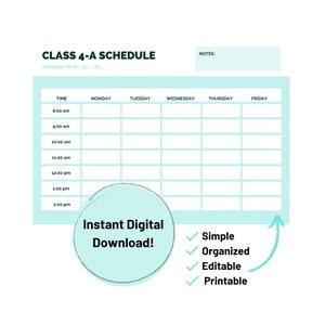 Homeschool Weekly Class Schedule| Schedule Planner| Editable Weekly Planner| Printable Planner| Homeschool Planner| CANVA Template|
