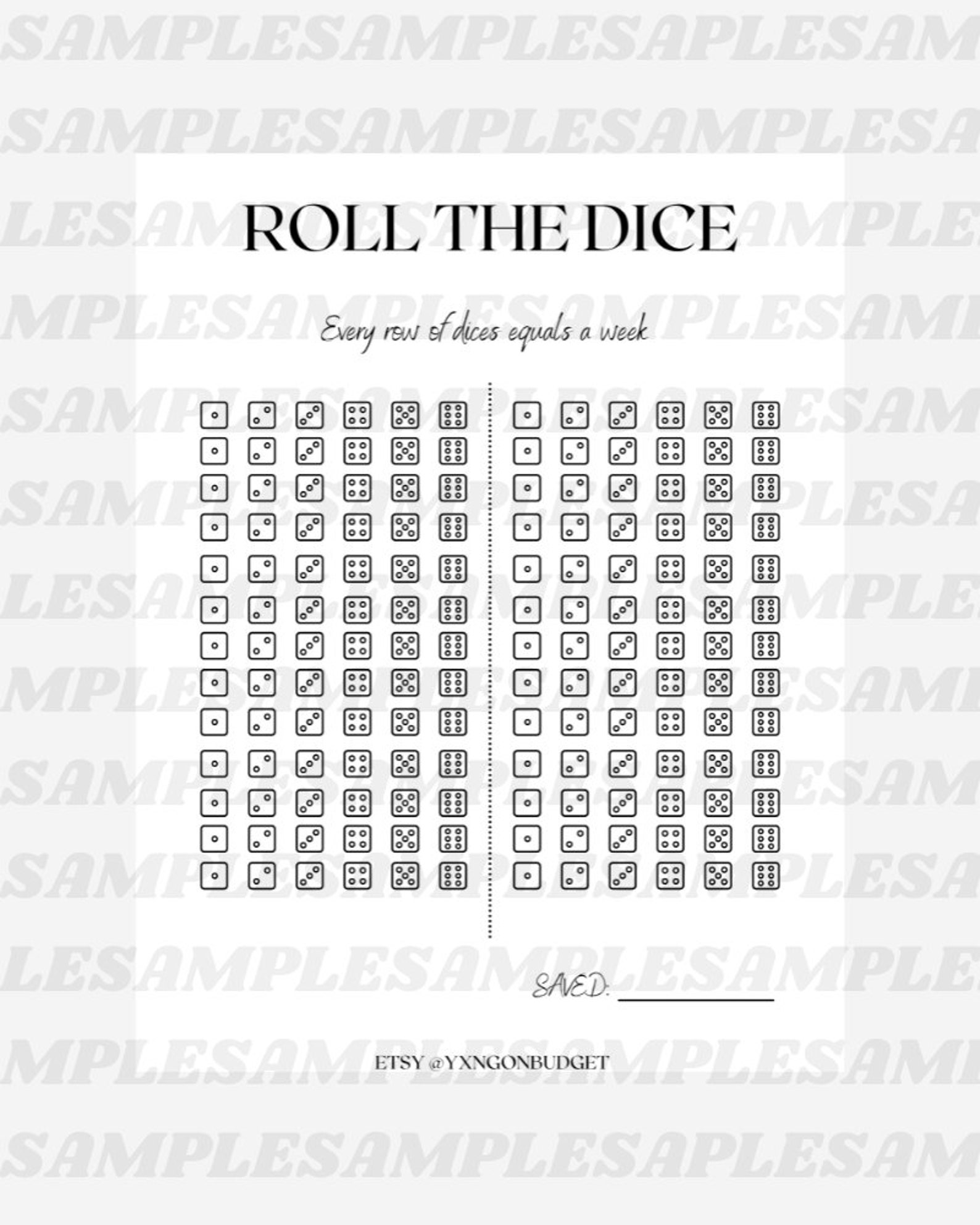 Printable Money Saving Challenge Roll the Dice Savings Etsy UK