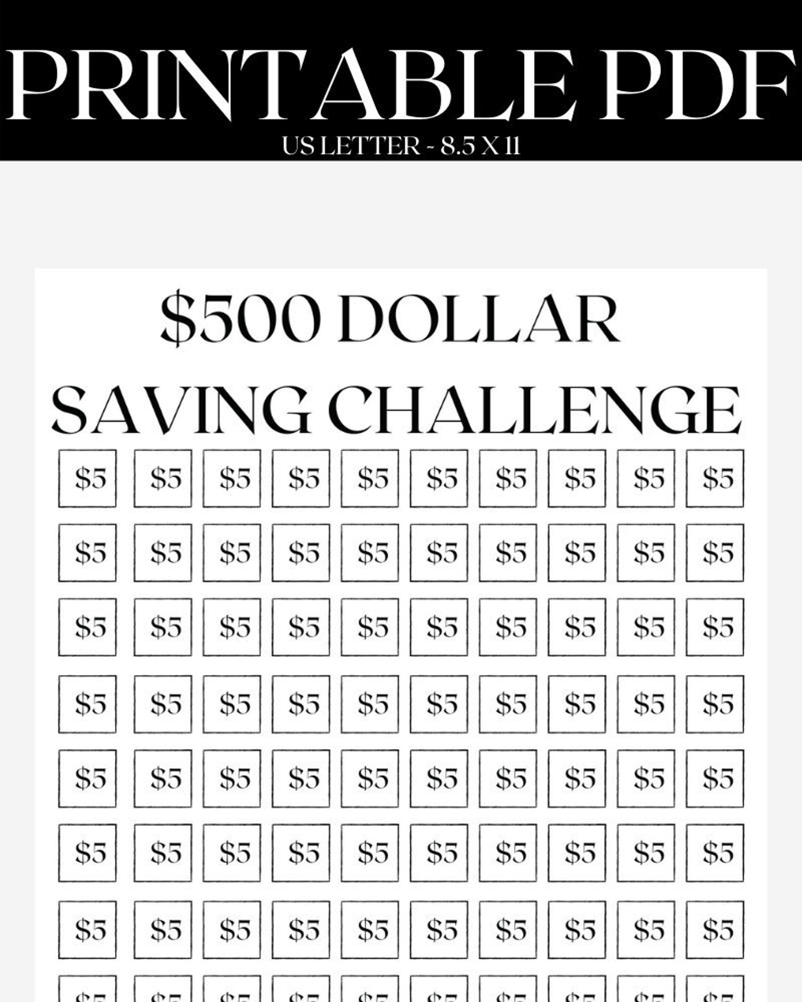 Printable Money Saving Challenge Save 500 in 100 Days | Etsy