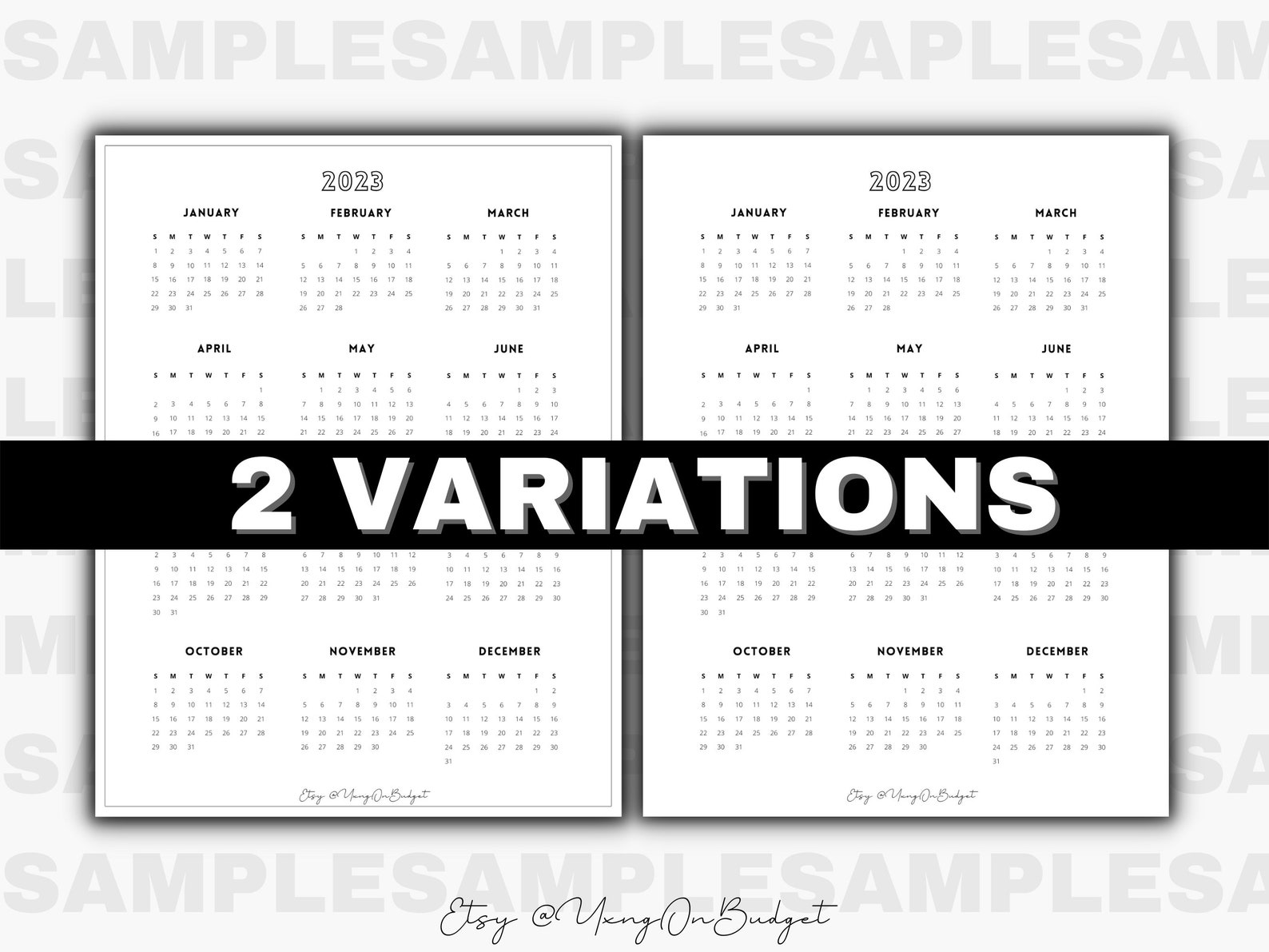 2023 Year Calendar Printable Yearly Wall Calendar Desk - Etsy Schweiz
