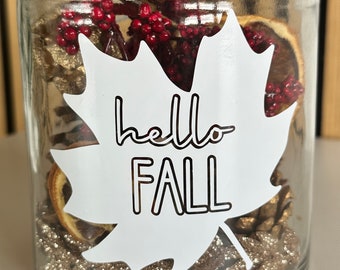 Aufkleber | Schriftzug - hello fall | Sticker | Deko | Herbst | Autumn | Windlicht | Autumn