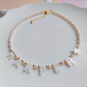 Collar con nombre personalizado y cuentas de letras de nácar, collar personalizado