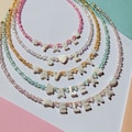 Personalized Name Necklace with Mother of Pearl Letter Beads, Toddler Name Necklace, Gift for Flower Girls, Custom Pearl Letter Necklace