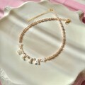 Mother of Pearl Letter Name Necklace, Personalized Crystal Beaded Necklace