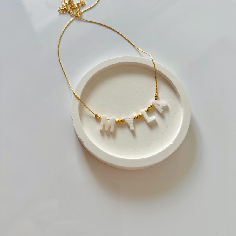 Custom Name Necklace with Mother of Pearl Letters, Gift for Toddler Girls, Gift for Granddaughter image 10