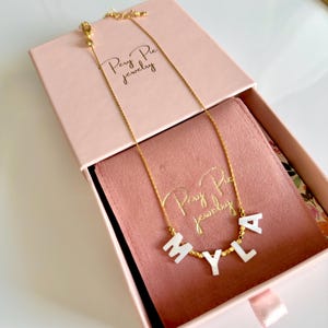 Custom Name Necklace with Mother of Pearl Letters, Gift for Toddler Girls, Gift for Granddaughter image 2