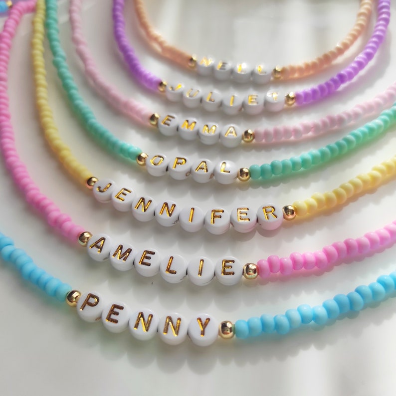 Kids Name Necklace, Personalised Beaded Necklace, Custom Word Necklace, Necklace for Toddler Girls, Little Girl Necklace, Gift for Kids image 9