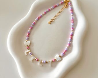 Custom Colorful Beaded Name Necklace, Little Girl Personalized Choker